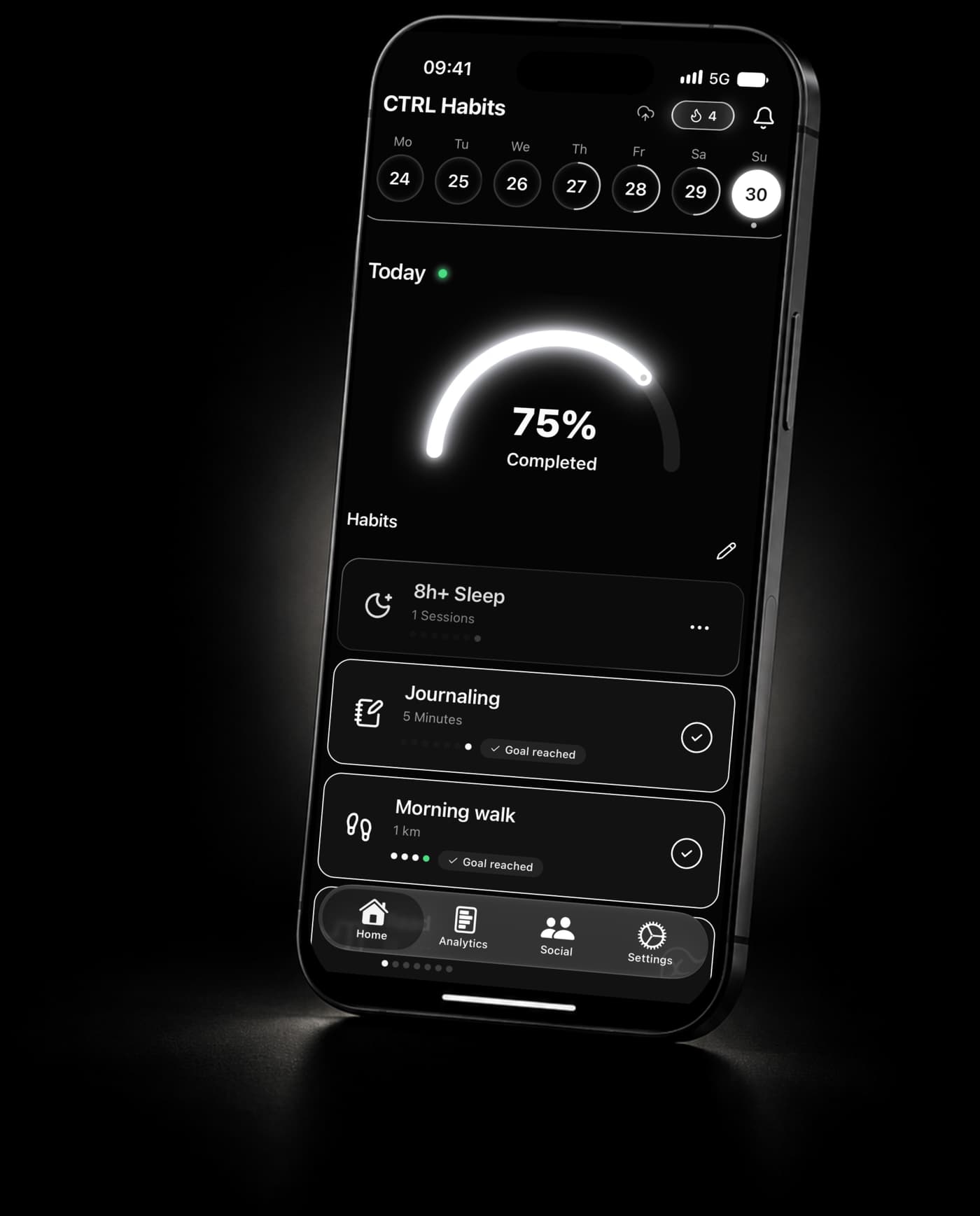 CTRL Habits App: Übersicht der Gewohnheiten